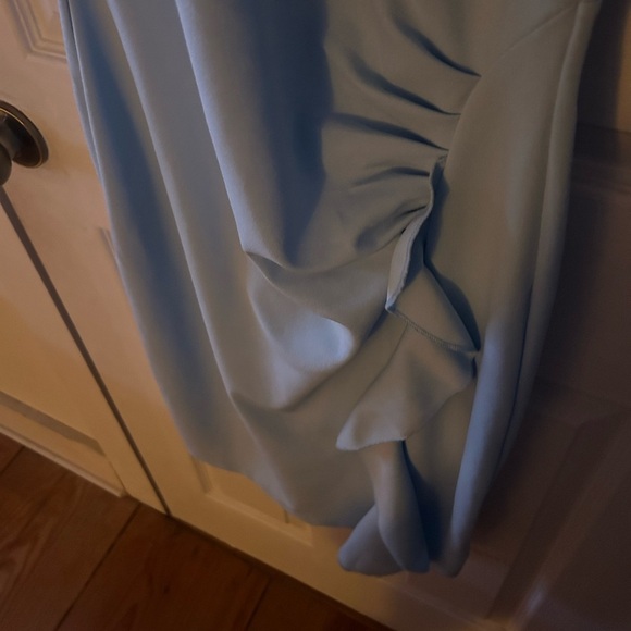 Baby blue pencil skirt dress with ruffles - Picture 4 of 10